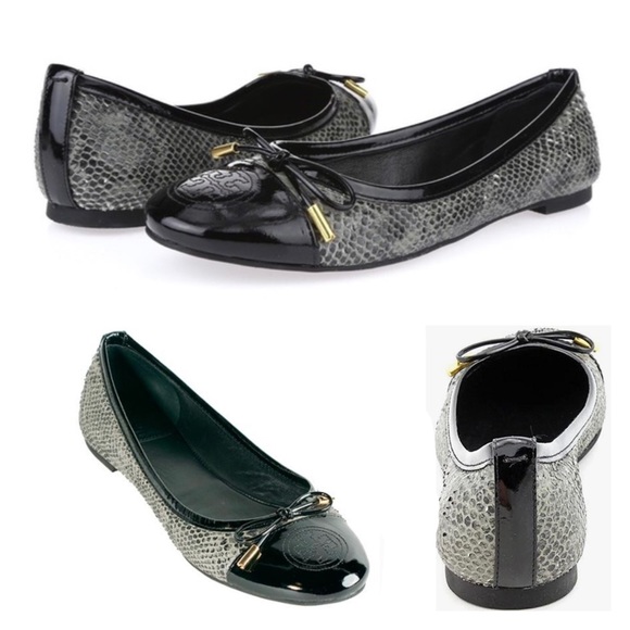 Tory Burch Shoes - TORY BURCH Black Verbena Snake Print Flats NWT